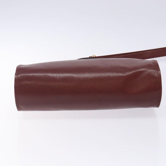 CARTIER Must Line Gamaguchi Shoulder Bag Leather Bordeaux Gold Auth gh335