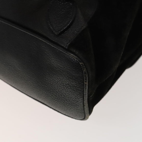 GUCCI Bamboo Backpack Suede Leather Black Gold 003 2058 0016 Auth gh341