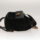 GUCCI Bamboo Backpack Suede Leather Black Gold 003 2058 0016 Auth gh341-3
