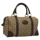 CELINE C Sulky Boston Bag Canvas Brown Gold Auth gh343-1