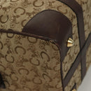 CELINE C Sulky Boston Bag Canvas Brown Gold Auth gh343-9