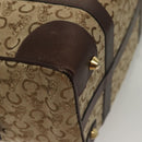 CELINE C Sulky Boston Bag Canvas Brown Gold Auth gh343-15