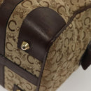 CELINE C Sulky Boston Bag Canvas Brown Gold Auth gh343-16