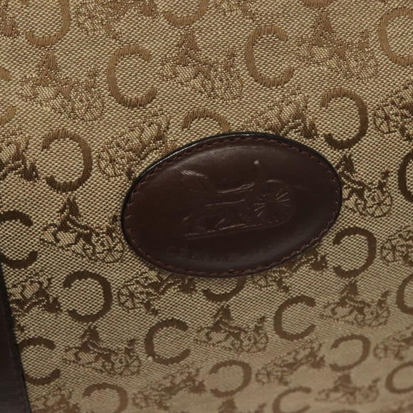 CELINE C Sulky Boston Bag Canvas Brown Gold Auth gh343
