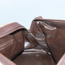 CELINE C Sulky Boston Bag Canvas Brown Gold Auth gh343-19