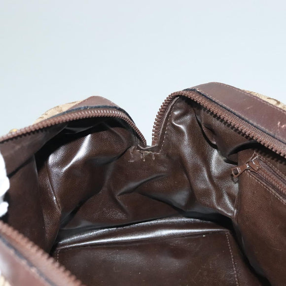 CELINE C Sulky Boston Bag Canvas Brown Gold Auth gh343