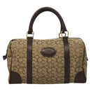 CELINE C Sulky Boston Bag Canvas Brown Gold Auth gh343-13