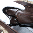 CELINE C Sulky Boston Bag Canvas Brown Gold Auth gh343-21