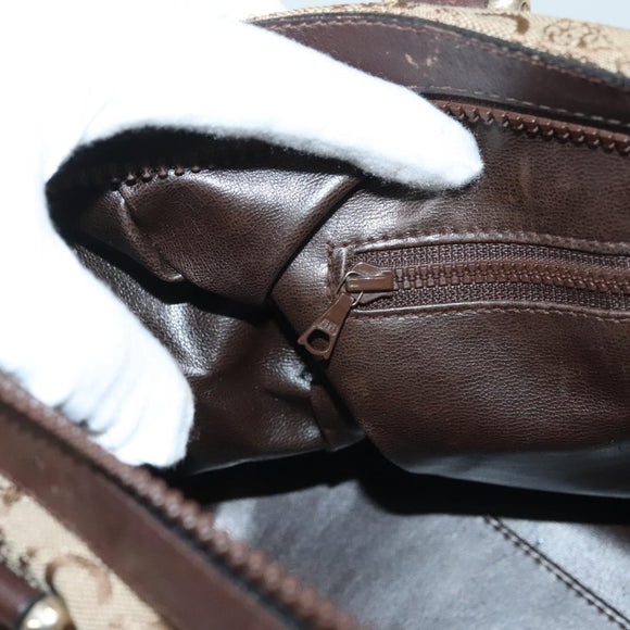 CELINE C Sulky Boston Bag Canvas Brown Gold Auth gh343