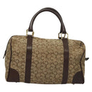 CELINE C Sulky Boston Bag Canvas Brown Gold Auth gh343-2
