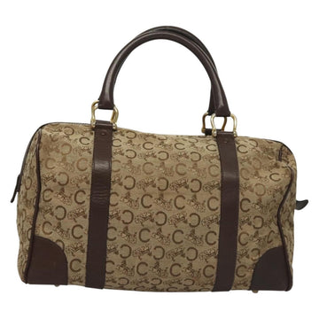 CELINE C Sulky Boston Bag Canvas Brown Gold Auth gh343 - 0