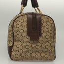 CELINE C Sulky Boston Bag Canvas Brown Gold Auth gh343-3