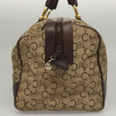 CELINE C Sulky Boston Bag Canvas Brown Gold Auth gh343-4