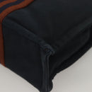 HERMES Fourre Tout PM Hand Bag Canvas Brown Navy Auth gh344-16