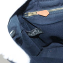 HERMES Fourre Tout PM Hand Bag Canvas Brown Navy Auth gh344-17
