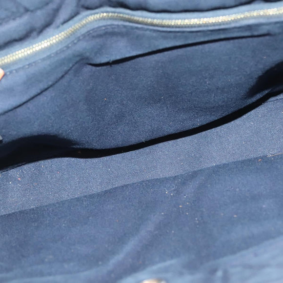 HERMES Fourre Tout PM Hand Bag Canvas Brown Navy Auth gh344