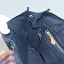 HERMES Fourre Tout PM Hand Bag Canvas Brown Navy Auth gh344-19