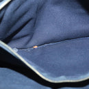 HERMES Fourre Tout PM Hand Bag Canvas Brown Navy Auth gh344-21