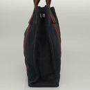 HERMES Fourre Tout PM Hand Bag Canvas Brown Navy Auth gh344-3