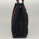 HERMES Fourre Tout PM Hand Bag Canvas Brown Navy Auth gh344-4