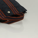 HERMES Fourre Tout PM Hand Bag Canvas Brown Navy Auth gh344-7