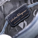 Salvatore Ferragamo Vala Shoulder Bag Suede Navy Gold Auth gh351-12