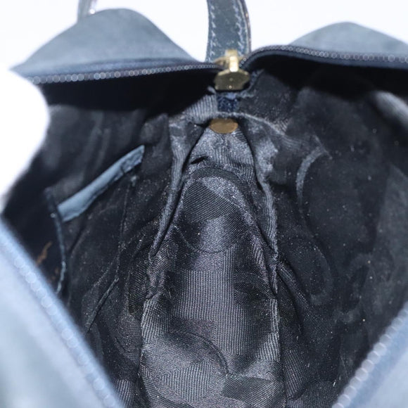 Salvatore Ferragamo Vala Shoulder Bag Suede Navy Gold Auth gh351