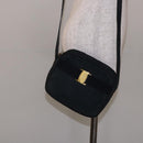 Salvatore Ferragamo Vala Shoulder Bag Suede Navy Gold Auth gh351-22