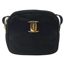 Salvatore Ferragamo Vala Shoulder Bag Suede Navy Gold Auth gh351-13