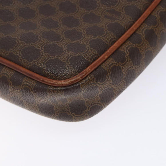 CELINE Macadam Canvas Clutch Bag PVC Leder Braun Gold Auth gh359