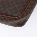 CELINE Macadam Canvas Clutch Bag PVC Leder Braun Gold Auth gh359-16