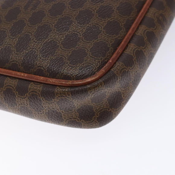 CELINE Macadam Canvas Clutch Bag PVC Leder Braun Gold Auth gh359