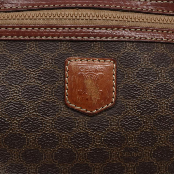 CELINE Macadam Canvas Clutch Bag PVC Leder Braun Gold Auth gh359