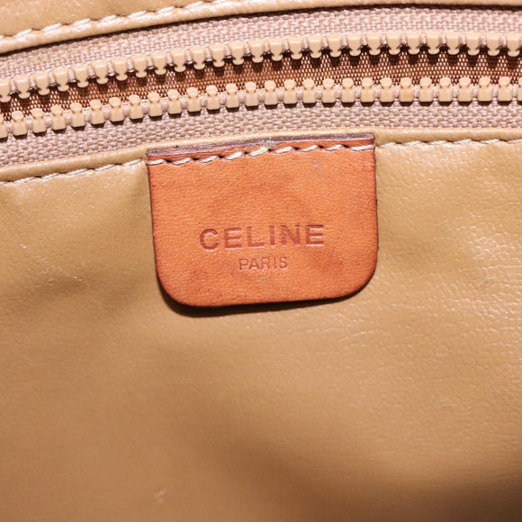 CELINE Macadam Canvas Clutch Bag PVC Leder Braun Gold Auth gh359
