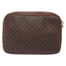 CELINE Macadam Canvas Clutch Bag PVC Leder Braun Gold Auth gh359-2
