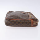 CELINE Macadam Canvas Clutch Bag PVC Leather Brown Gold Auth gh359-3