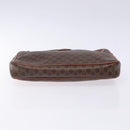 CELINE Macadam Canvas Clutch Bag PVC Leder Braun Gold Auth gh359-6