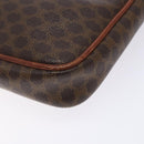 CELINE Macadam Canvas Clutch Bag PVC Leder Braun Gold Auth gh359-7