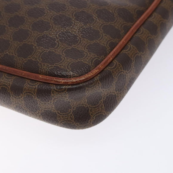 CELINE Macadam Canvas Clutch Bag PVC Leder Braun Gold Auth gh359