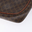 CELINE Macadam Canvas Clutch Bag PVC Leder Braun Gold Auth gh359-14