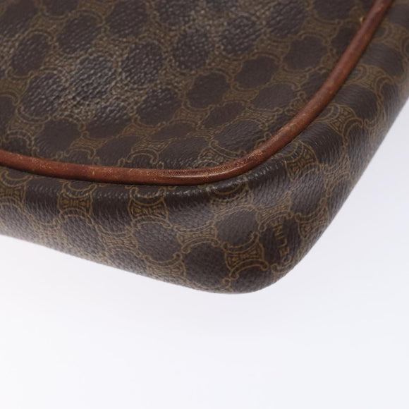 CELINE Macadam Canvas Clutch Bag PVC Leder Braun Gold Auth gh359