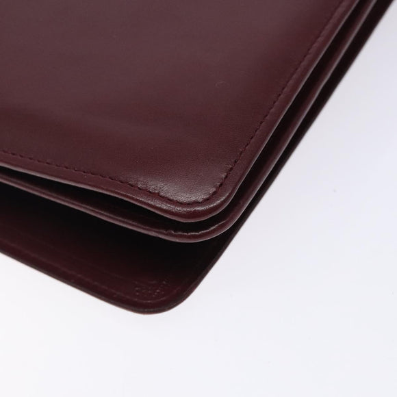 CARTIER Must Line Shoulder Bag Leather Bordeaux Gold Auth gh362