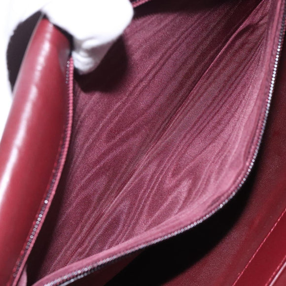 CARTIER Must Line Shoulder Bag Leather Bordeaux Gold Auth gh362