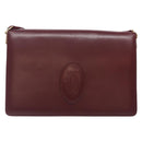 CARTIER Must Line Shoulder Bag Leather Bordeaux Gold Auth gh362-2
