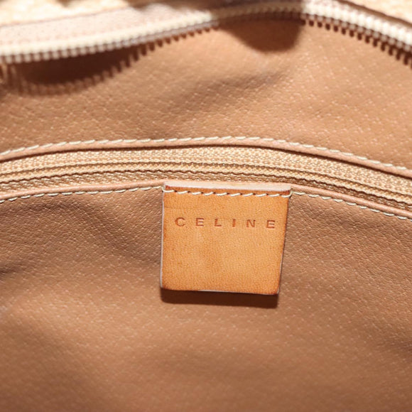 CELINE Macadam Canvas Tote Bag PVC Beige Gold Auth gh363
