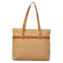 CELINE Macadam Canvas Tote Bag PVC Beige Gold Auth gh363-2