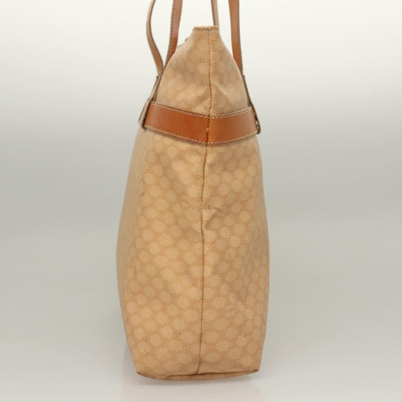 CELINE Macadam Canvas Tote Bag PVC Beige Gold Auth gh363