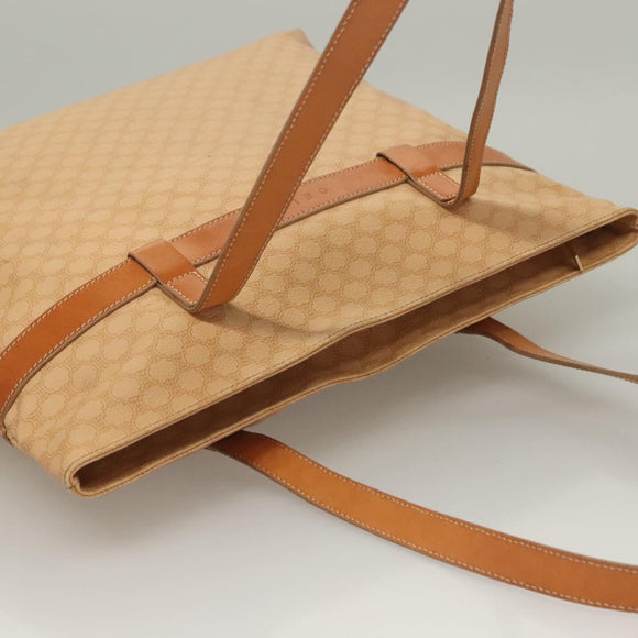 CELINE Macadam Canvas Tote Bag PVC Beige Gold Auth gh363
