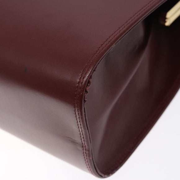 CARTIER Must Line Gamaguchi Shoulder Bag Leather Bordeaux Gold Auth gh379