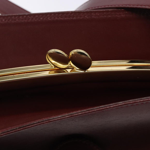 CARTIER Must Line Gamaguchi Shoulder Bag Leather Bordeaux Gold Auth gh379